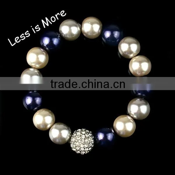 Cheap Personalised Initial Pearl Bracelets With Crystal Ball