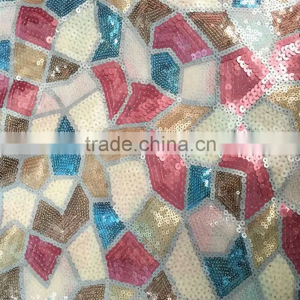 Colorful Embroidery Sequins Fabric Stone
