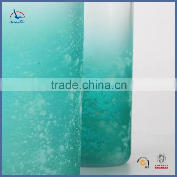 Best Selling Tall Large Color Glass Vase Recycled Frosted Cylinder Vases With Welt Top photo-3