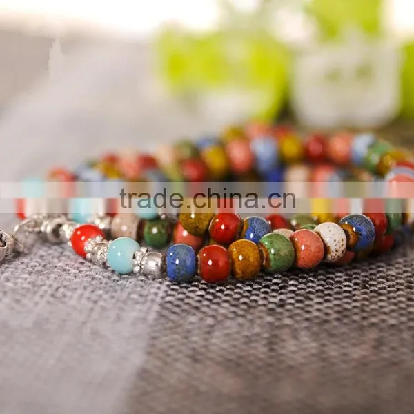Mixed Color - 108 Prayer Beads Bracelet Porcelain Buddhist Vintage Style Meditation Mala Beads photo-3