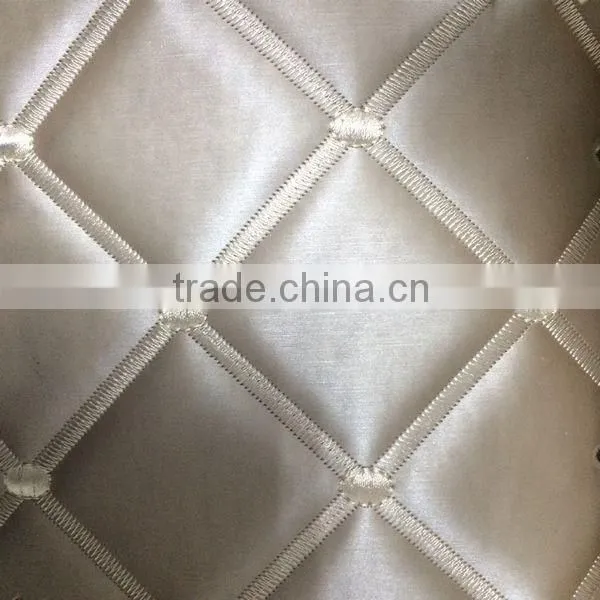 Semi PU Upholstery Leather Supplier Surface With Embroider Design and Metallic Color photo-4