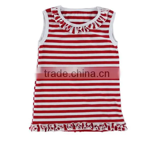 2016 Wholesale Strip Cotton Ruffle Baby Vest Children Clothing Overseas Oem Service Girls Top Design photo-3