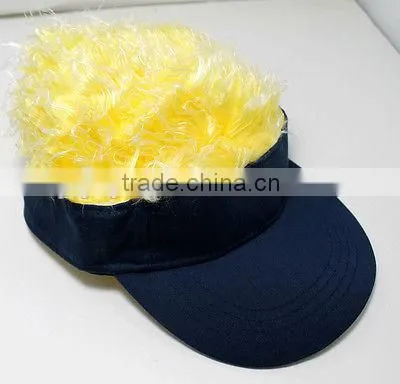 Custom Made Cotton Visor Cap With Fake Hair photo-2