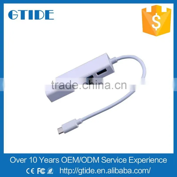 3 in 1 USB 3.1 Type C Male to Female 3 Port USB 3.0 Hub With RJ45 100M Gigabit Ethernet Network Lan Port Adapter for Macbook photo-2