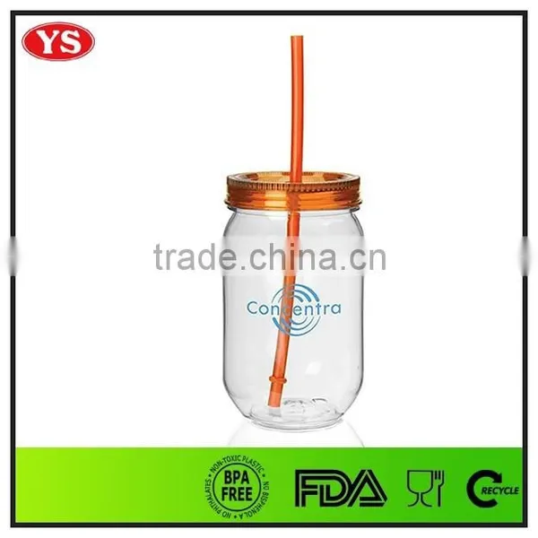 Eco-friendly 19 oz Plastic Single Wall Jars With Straw photo-6
