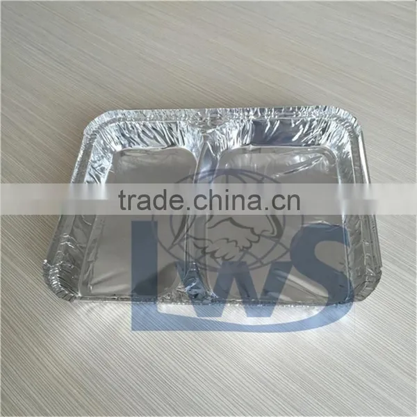 2 Cavities Aluminum Food Tray/container, Compartment Disposable Food Tray photo-3