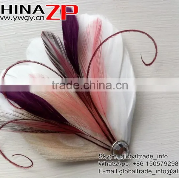 Leading Supplier CHINAZP 10-15cm Length Decorative Dyed Light Pink Stripped Coque Chicken Tail Feathers photo-4