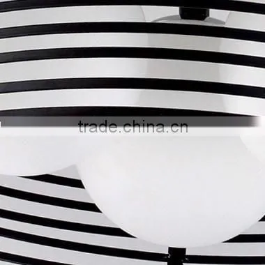 Metal Frame Glass Shade Black Painting Big Hotel Pendant Light photo-5