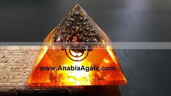 Orgone Orange Pyramid With Silver Pearl's : Wholesale Spiritual Orgone Products photo-4