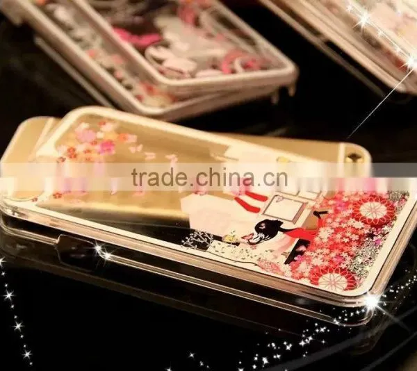 2016 New Arrive Beautiful Pattern Mobile Phone Moving Glitter Flash Light Case for Iphone photo-2