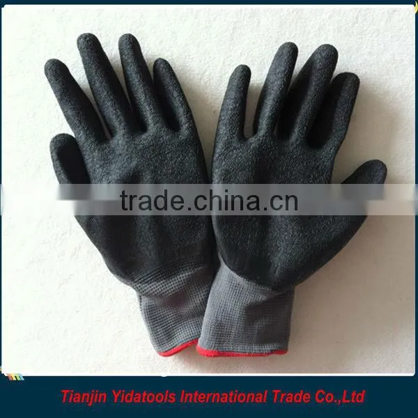 Nylon Lined Black Latex Palm Gloves photo-4
