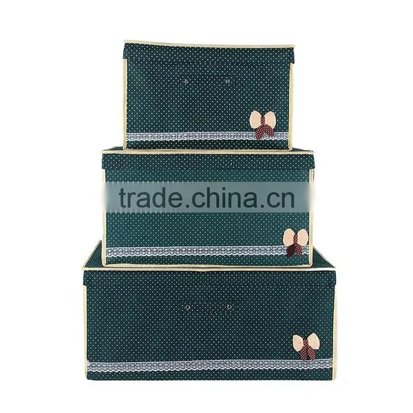 N494 Household Non Woven Box Foldable Bowknot Polka Dot Storage Box photo-5