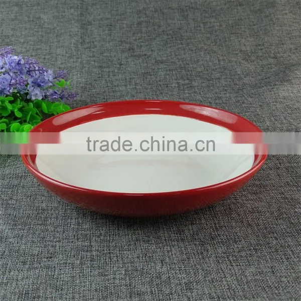 High Quality Cheap Colorful Round Porcelain Baking Pan Dish,yellow and Red and Blue photo-3