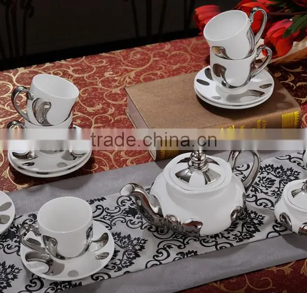 2017 New Porcelain Ceramic Silver Tea Set With Pot photo-2