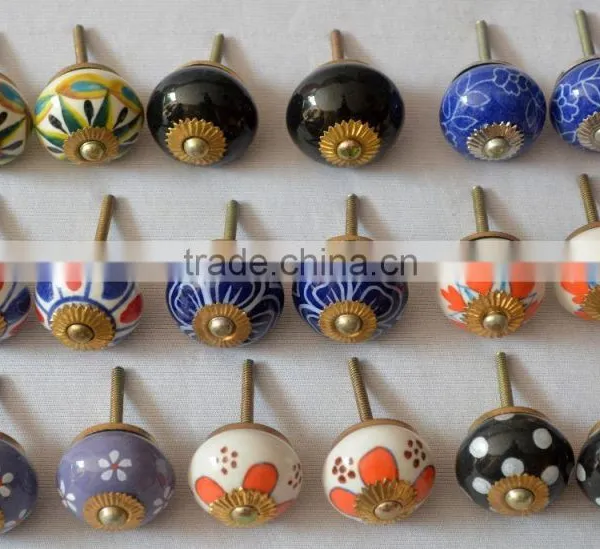 New Mix Design Hand Painted Door Ceramic Knobs photo-3