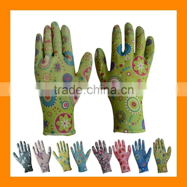 Women's Nitrile Garden Work Gloves Assorted Colors Flat Nitrile Coated Garden Glove photo-6
