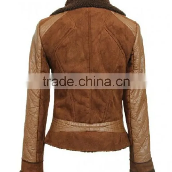 Women Fashionable Slim Fit Leather Jackets With Fur Collar photo-2