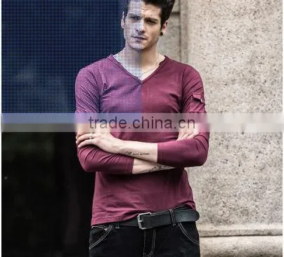 Cotton Mans V-neck T-shirt From China photo-2