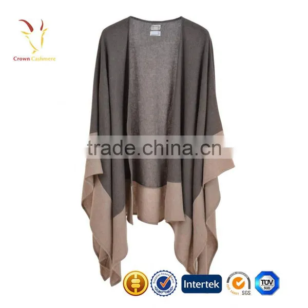 Color Block Knitted Wool Ponchos,Women Wraps Ponchos photo-6