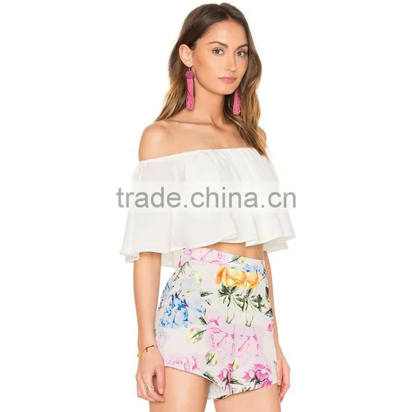 Custom Print Shorts and off the Shoulder Blouse Factory Connection Clothing photo-2
