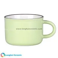 10oz Glossy Vibrant Flared Top Square Handle Ceramic Coffee Cup6oz Mini Custom Two Tone Color Glaze Ceramic Coffee Mug