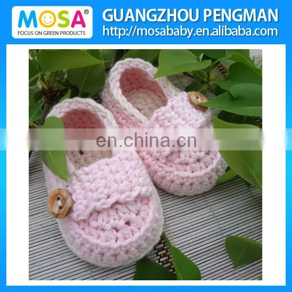 Wholesale Crochet Newborn Girl Mary Jane ,Baby Girl Pink Booties ,Baby Shoes