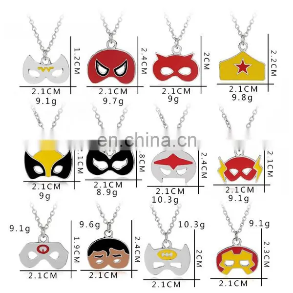 Popular Cartoon Mask Iron Man Spider Man Batman The Flash Model Cute Necklace Halloween All Saints' Day Jewelry Gift photo-2