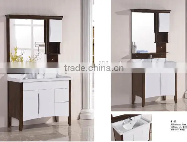 High Glossy Bathroom Cabinet With Elgant Basin and Mirror photo-3
