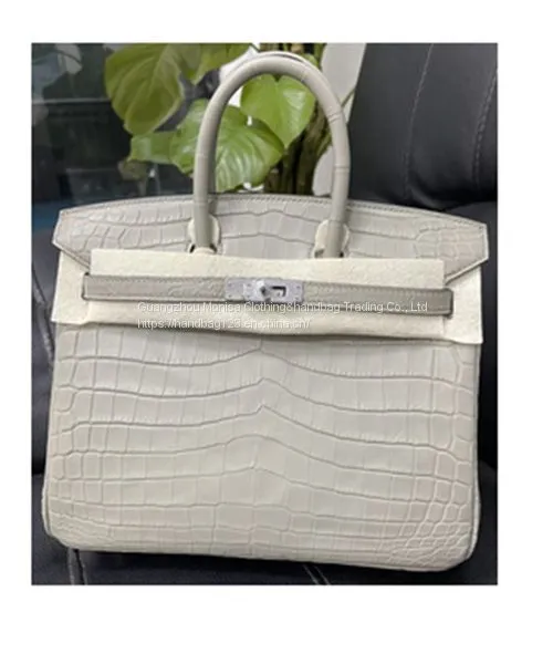 Nile Crocodile Platinum 25 Matte Pure Water Dyed Crocodile Leather Bag European And American Fashion Women's Handbag Handbag Wax Line Half Hand Sewing photo-2