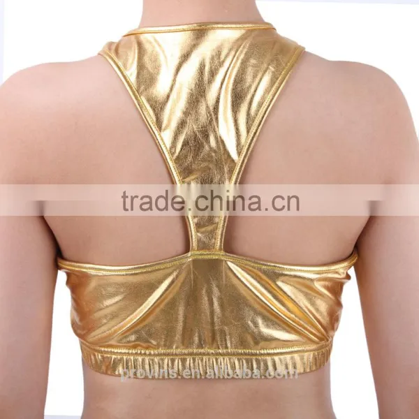 Sexy Jazz Dance Costumes, Metallic Nylon/Spandex Crop Tops photo-5