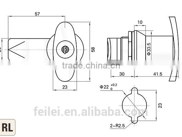 2015 FEILEI MS302-1 Wenzhou Factory Sell Zinc Alloy Safety Cabinet T Handle Lock With Key photo-5