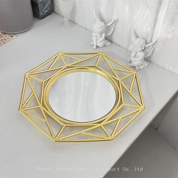 Wholesale Luxury Gold Colored Plastic Mirrored Fruit Charger Plates For Wedding Christmas photo-5
