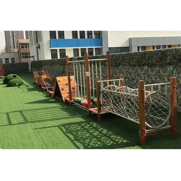 Outdoor Climbing Frame, Large-scale Combined Slide for Kindergartens, Wooden Drill-through Swing and Suspension Bridge for Sensory Integration Training photo-2