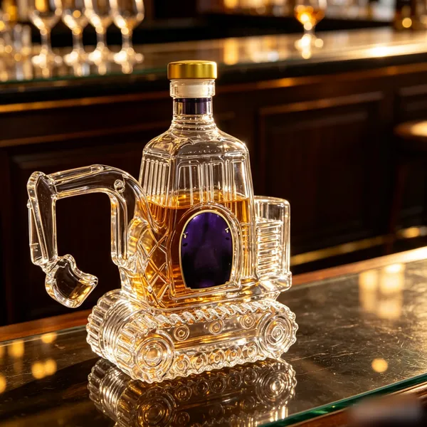 Excavator Shaped Lead-Free Crystal Liquor Decanter Whiskey Bottle for Bar Decor & Engineer Gift photo-3