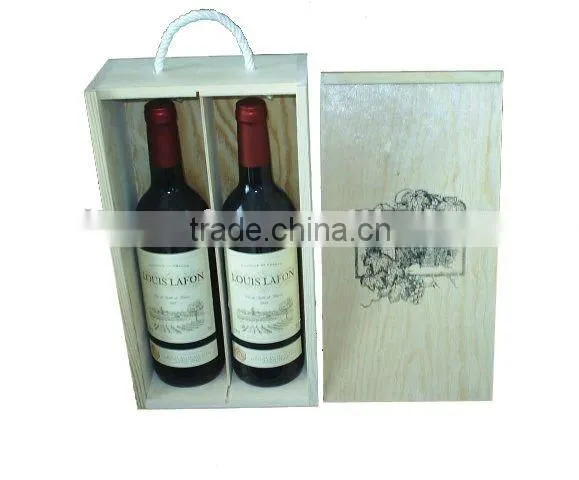 Customized Wooden Wine Box With Handle photo-2