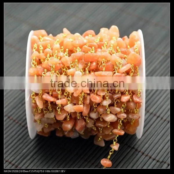 LFD-006C ~ Wholesale DIY Gold Plated Wire Wrapped Freeform Red Agate Chips Chain Gem Stone Beaded Jewelry Handmade Finding photo-4