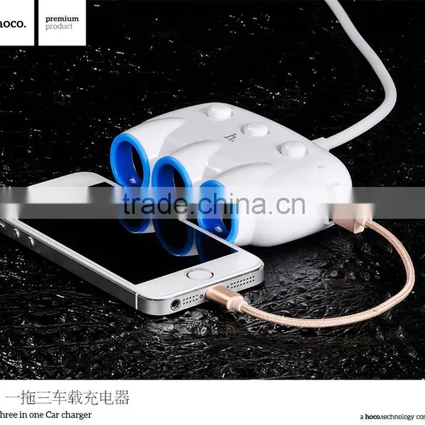 HOCO C1 3 in 1 Car Charger for IPhone 6s/6Plus Samsung S7/S7 Edge Quick Charging USB Universal Car Charger For Xiaomi/Huawei P9 photo-4