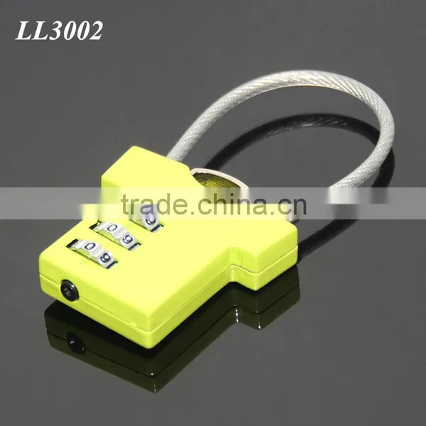 RANDOM Mix Colors Green T-shirt Shaped Three Coded Lock Blank Metal Zinc Alloy Steel Wire Combination 3 Digitals Padlock photo-5