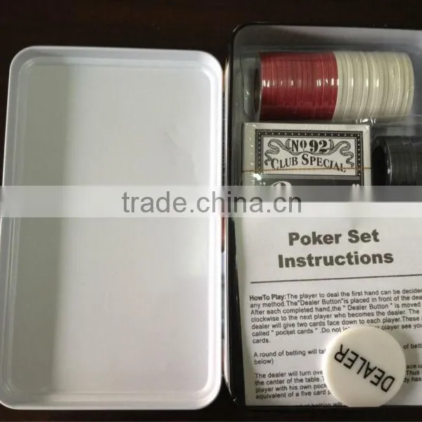 Poker Chips in Inside White Tin Box/ NO Window photo-2