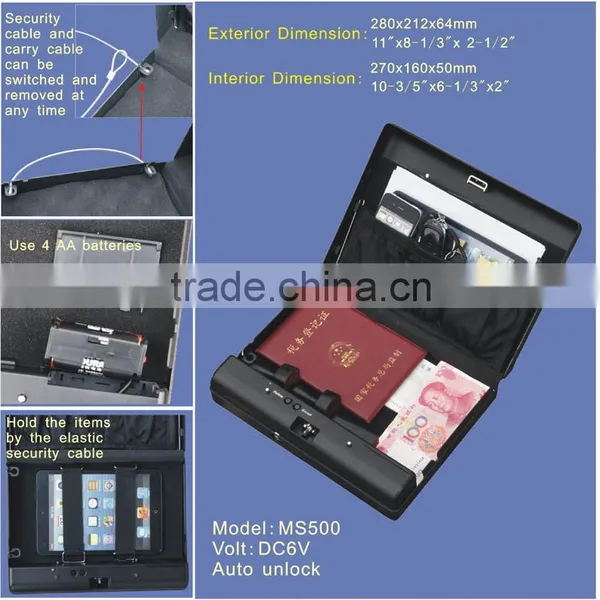 Wholesale- MS500 Micro Vault Biometric Fingerprint Hand Gun Safe With Key photo-3