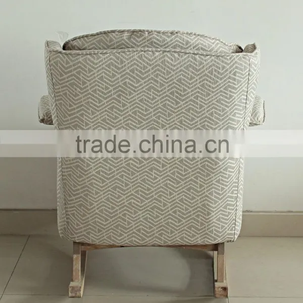 Modern Style With Variety of Fabrics Covered Wooden Armchair Fabric Rocking Chair photo-4