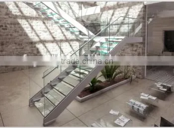 Indoor Glass Precast Staircase , Steel Straight Stairs ---YUDI photo-4