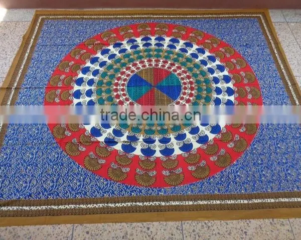 Peocock Round Mandala Multicolours Tapestry photo-2