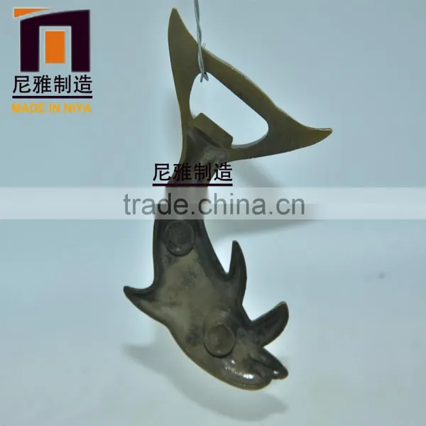 Porpoise Shape Gold Plating Metal Beer Bottle Opener Keychain photo-5