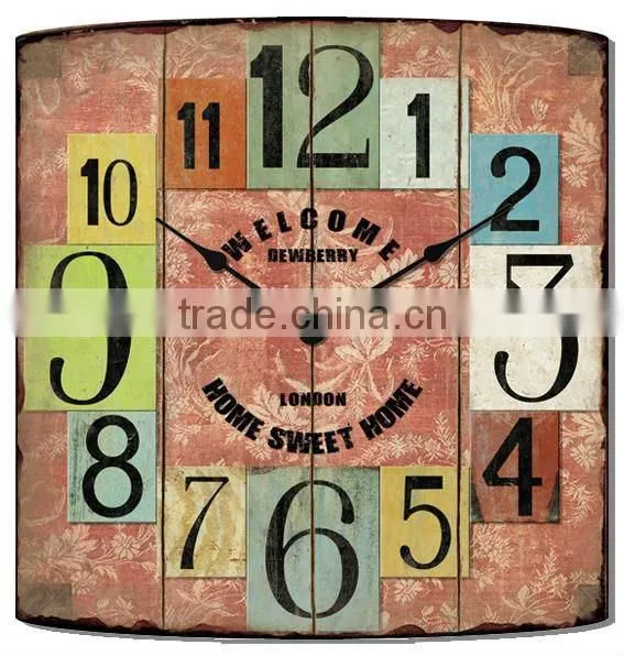 Antique Rectangle Metal Clock Wall