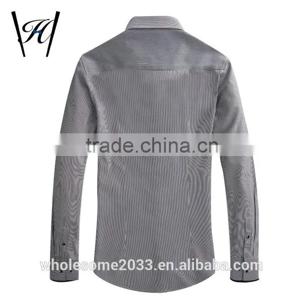Black and White Striped Discount Button Mens Dress Shirts photo-4