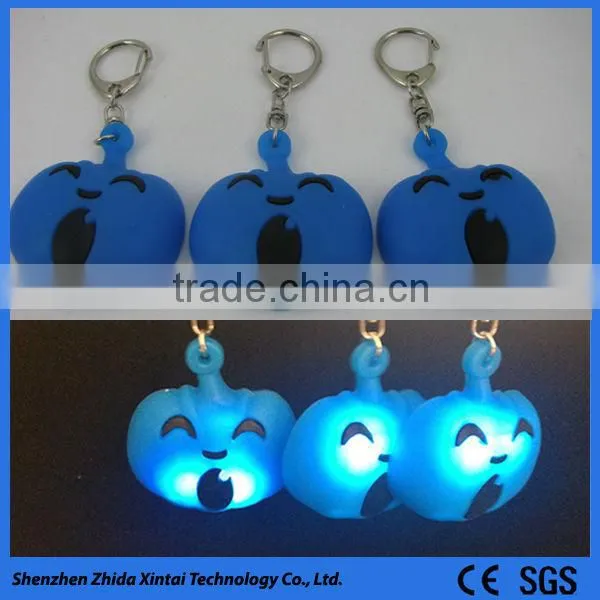 Embossed Cute Pumpkin Shape Silicone Led Light Keychain photo-5