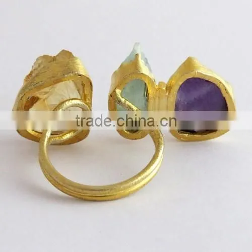 Amethyst & Aquamarine & Ctrine !! 925 Sterling Silver Gold Plated Ring, Silver Jewellery India, 925 Sterling Silver Jewellery photo-5