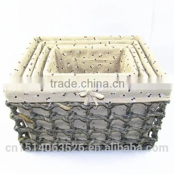 2015 New Set of 4 Maize Husk Storage Baskets With Lining-cheap Wicker/rattan Baskets
