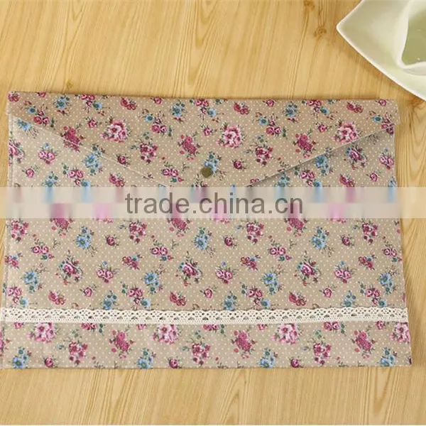 New Vintage Dots Flower Lace Series A4 Documents File Bag Stationery Filing Production photo-5